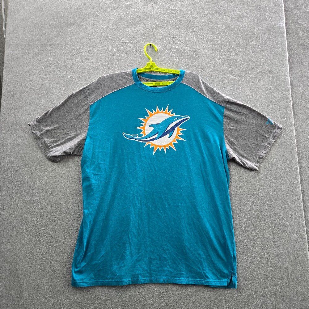 Miami Dolphins Men Shirt 2XL Teal Colorblock Team‎ Raglan Sleeve Tee
